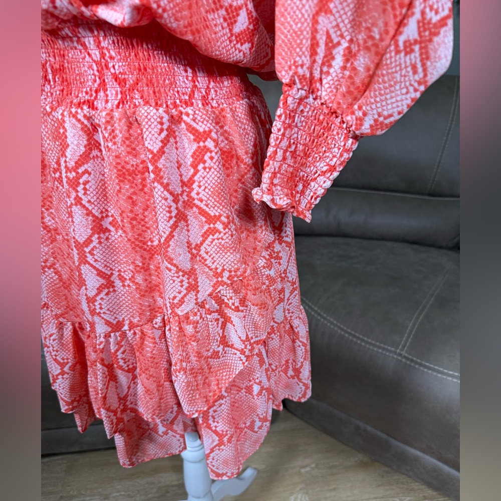 Michael Kors MK Coral Snake Print Animal Mini Dress Sz M Spring Summer Easter - Picture 8 of 10